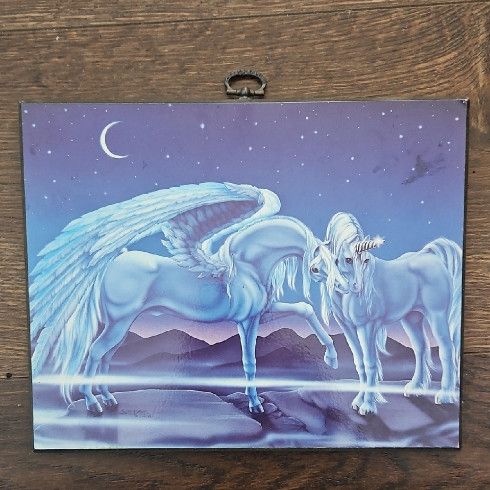 Mystical Blue Pegasus and Unicorn Art